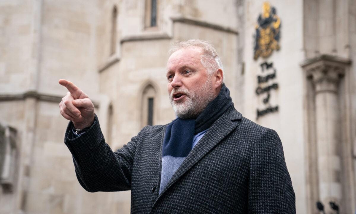 Former police officer Harry Miller speaks to the media outside the Royal Courts of Justice in London on Dec. 20, 2021. (Dominic Lipinski/PA) Former police officer Harry Miller speaks to the media outside the Royal Courts of Justice in London on Dec. 20, 2021. (Dominic Lipinski/PA)