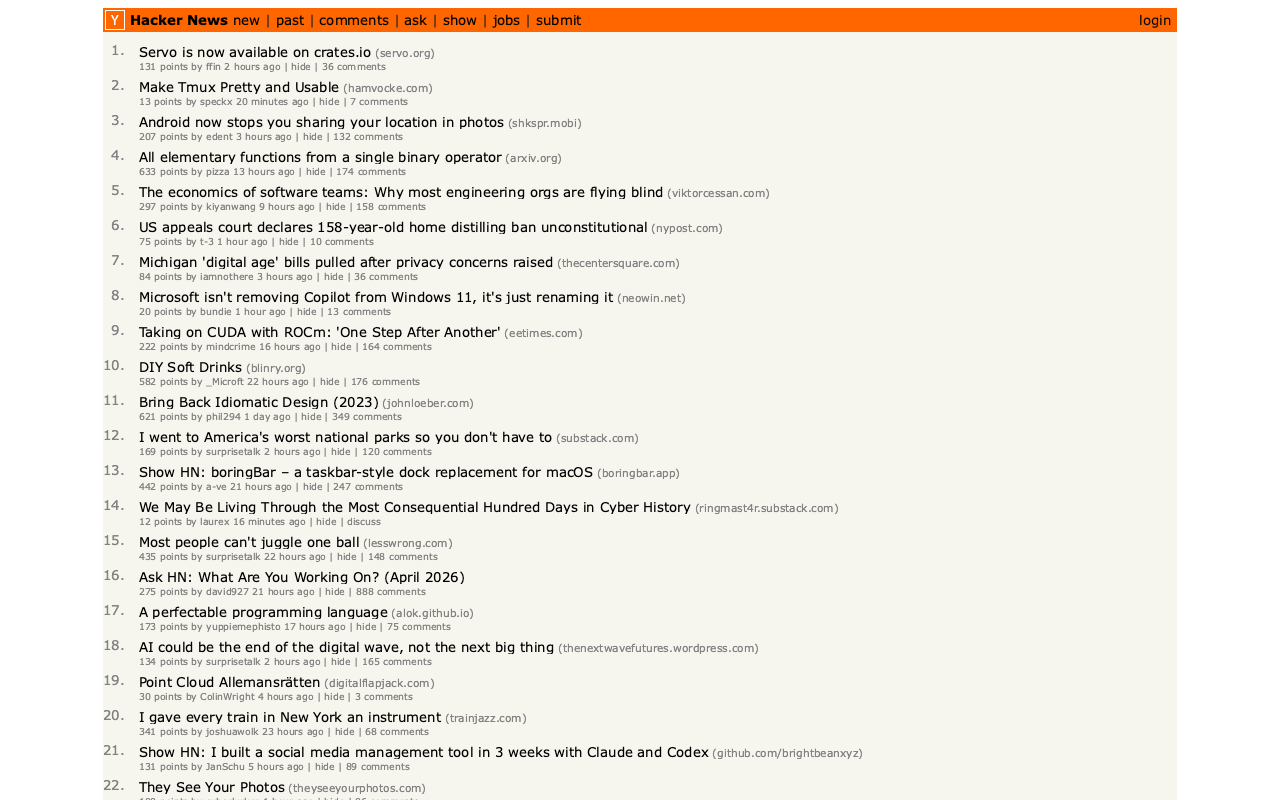 An accurately rendered screenshot of the Hacker News homepage An accurately rendered screenshot of the Hacker News homepage
