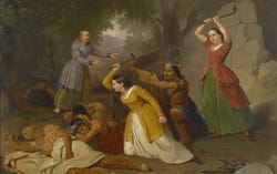 A painting of people in a forest

AI-generated content may be incorrect.