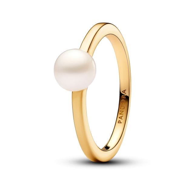 Pandora Treated Freshwater Cultured Pearl Gold-Plated Ring - Size 9