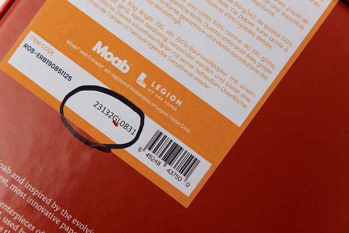 Moab paper codes to look for regarding grain direction