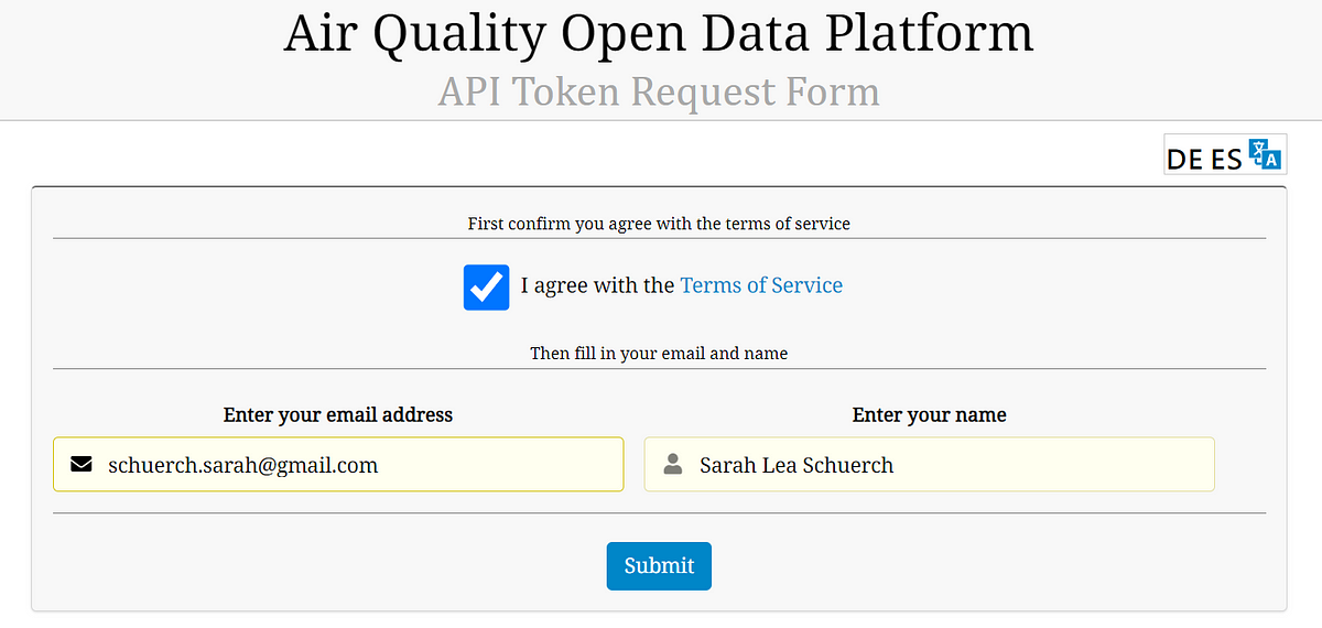Registration to get your API key