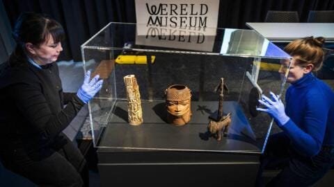 Some 113 Benin Bronzes are to be returned to Nigeria from the Wereldmuseum (World Museum) in Leiden, Netherlands, here on 19 February 2025.