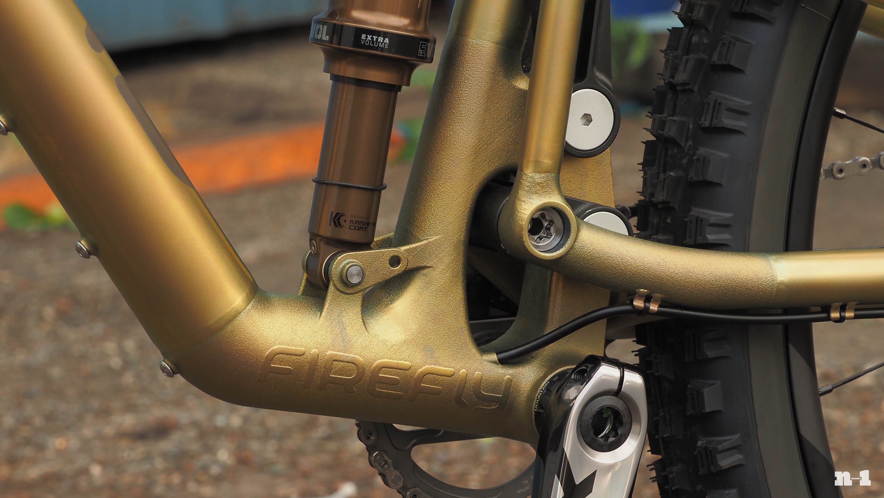 Firefly full-suspension titanium prototype bottom bracket lug