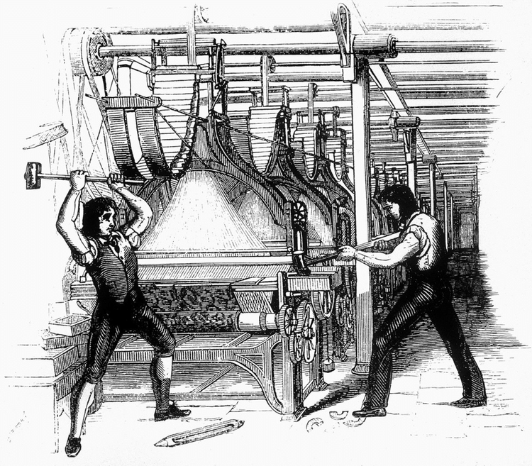 Luddites Smashing Textile Machines