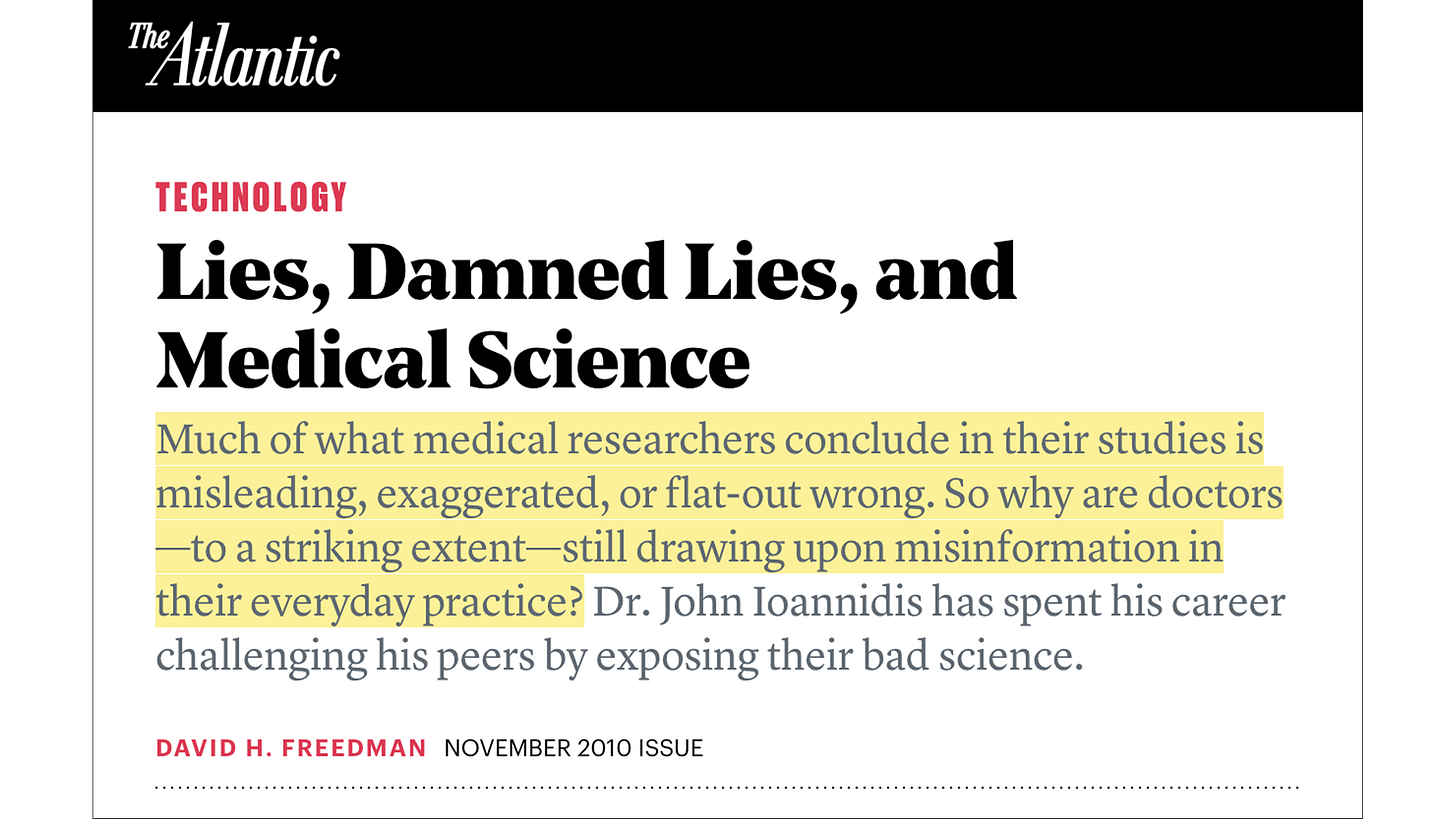 The Atlantic, “Lies, Damned Lies, and Medical Science” (November 2010)