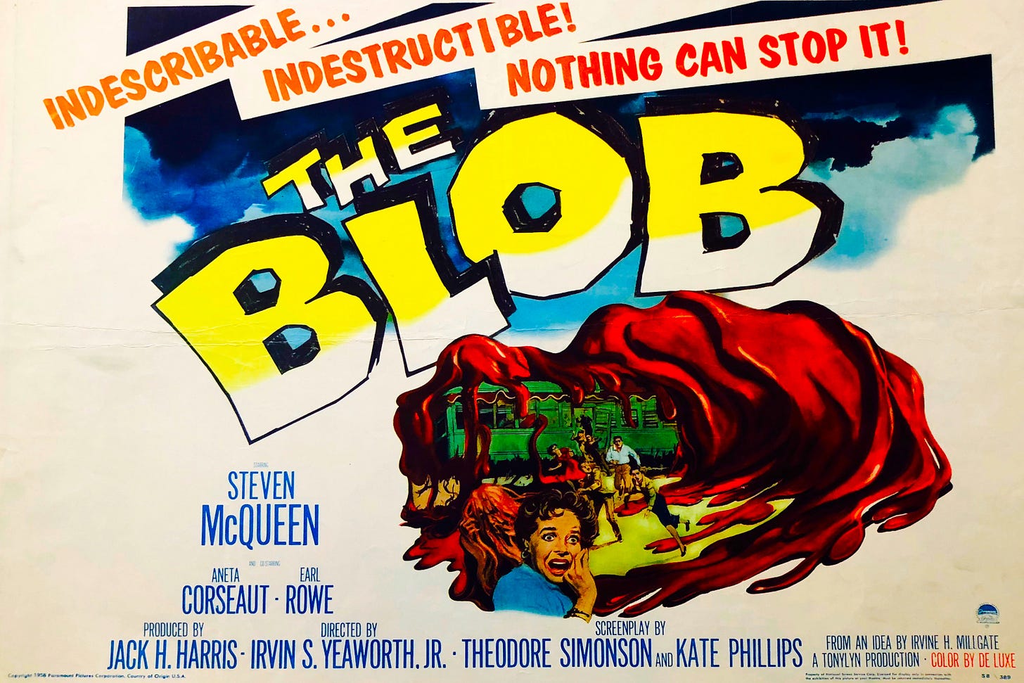 Pulp art poster for 1958 movie The Blob Pulp art poster for 1958 movie The Blob