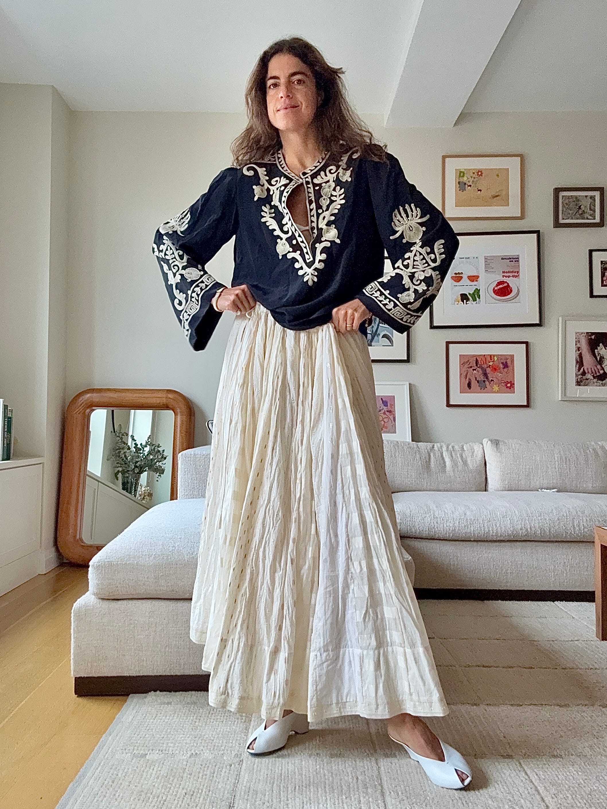 T-straps and maxi skirts