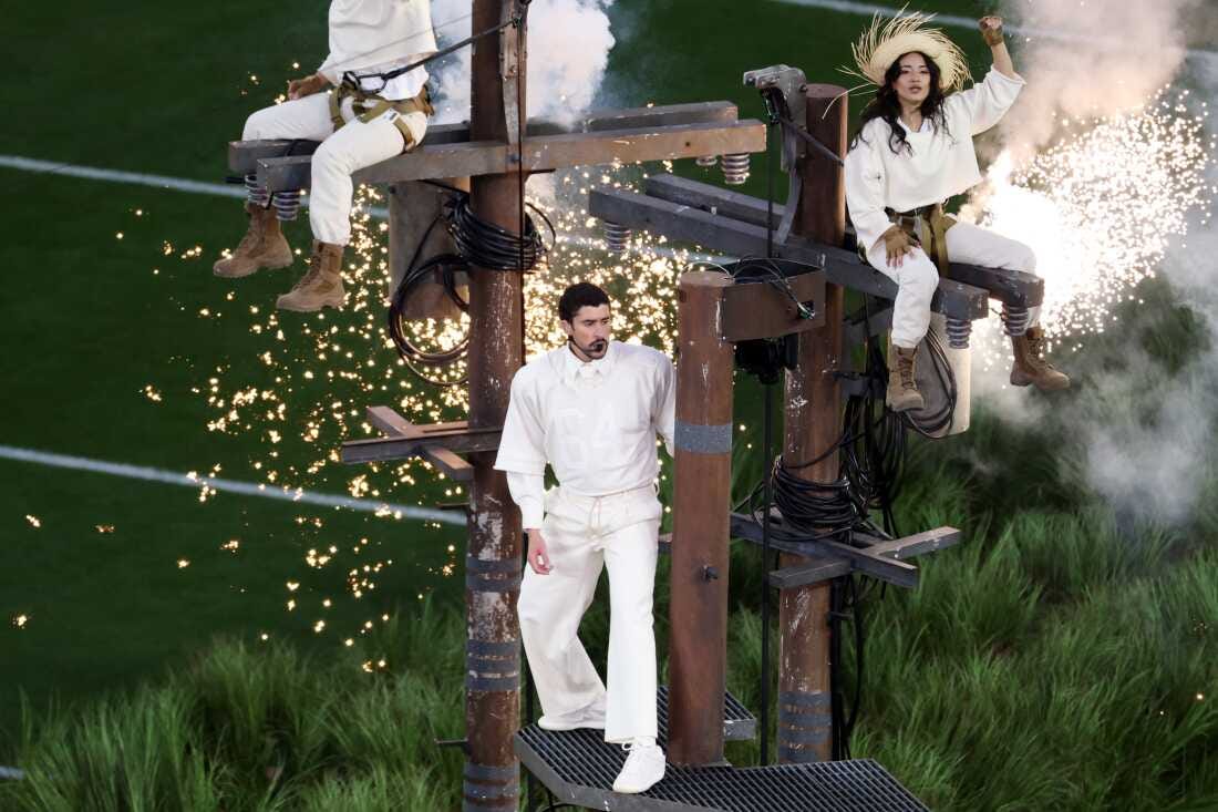 Bad Bunny makes Puerto Rico the home team in a vivid Super Bowl halftime  show : NPR