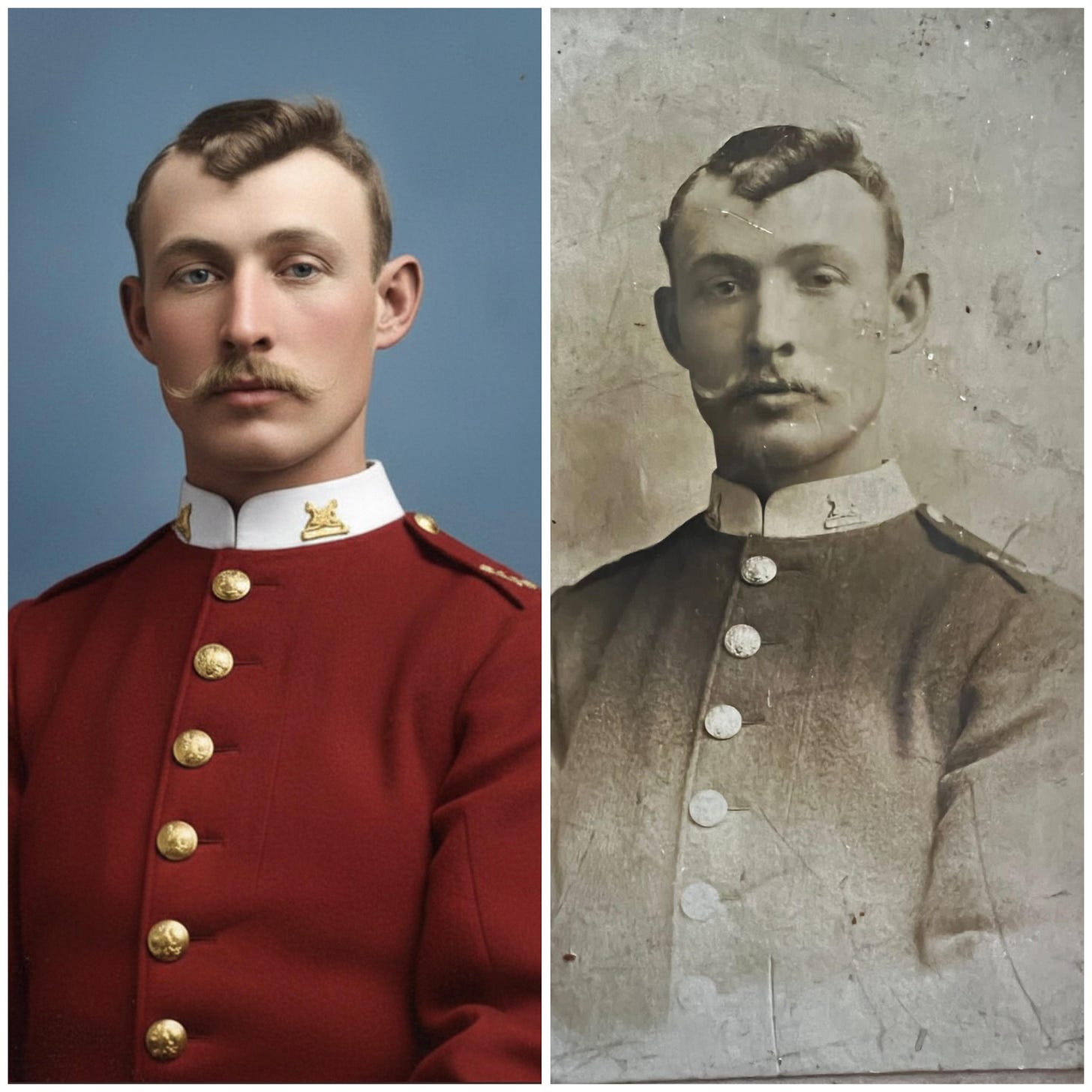 A soldier from the 2nd Gloucestershire Regiment, poised during the 2nd Boer War, 1899-1902.