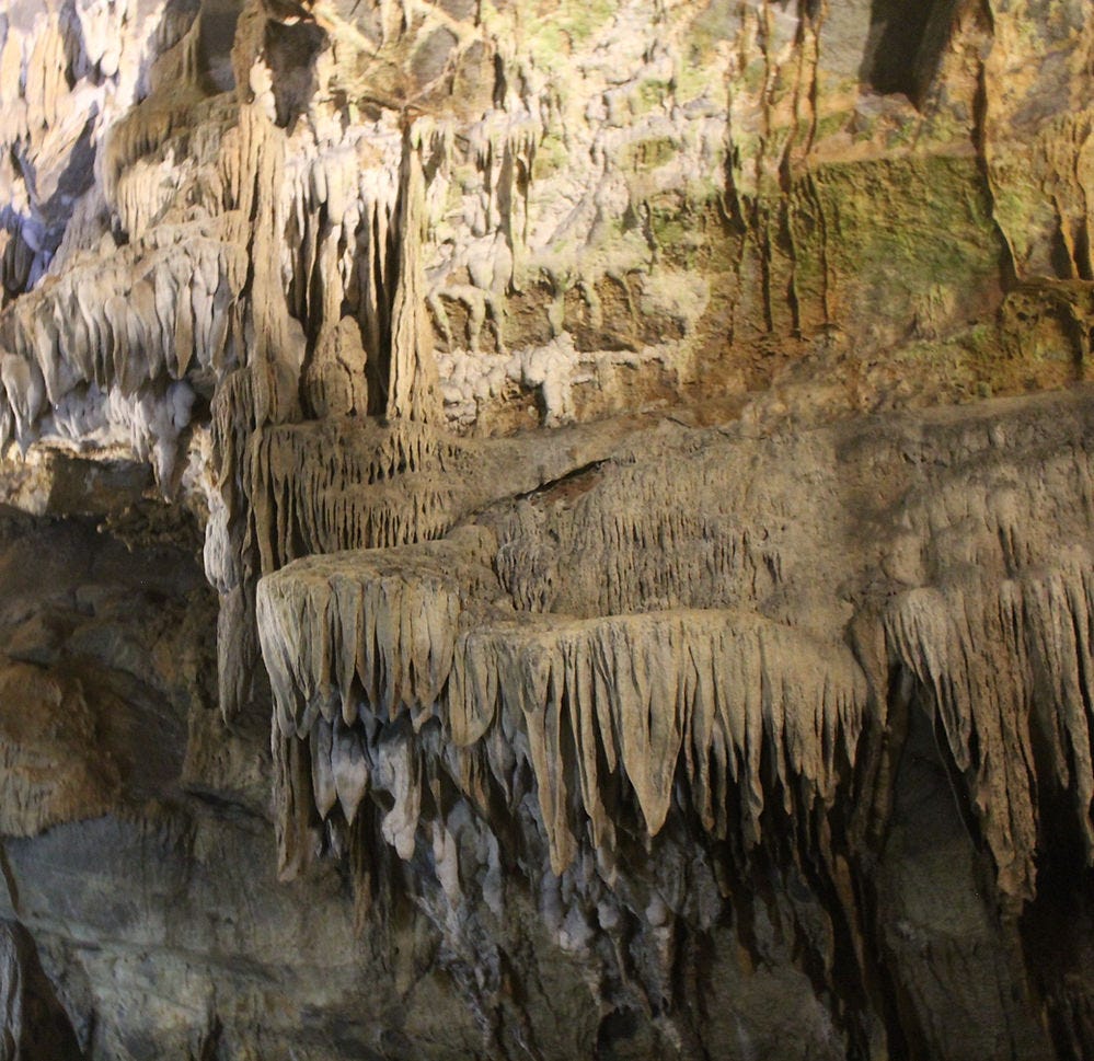 Flowstone draperies, Penn's Cave