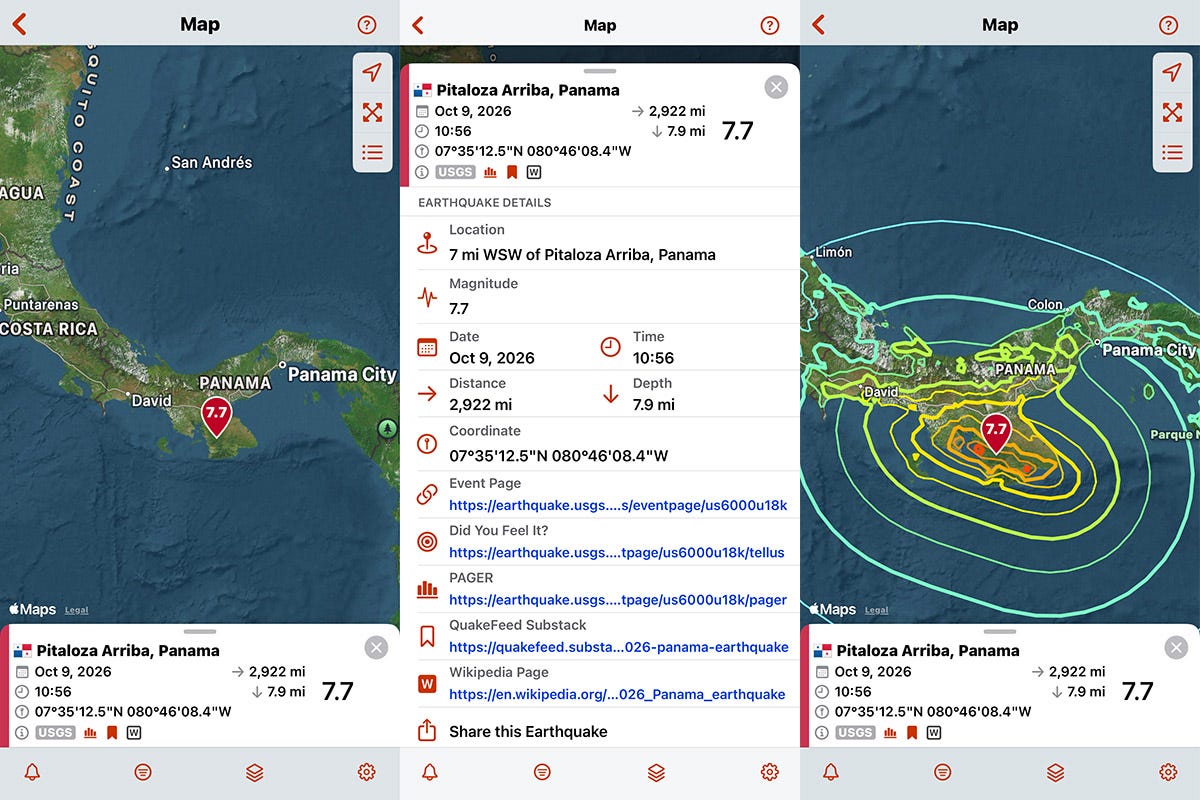 Shallow Fetch 2026 Panama Earthquake - Earthquake! by QuakeFeed