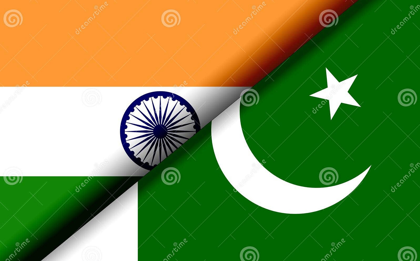 Flags of the India and Pakistan Divided Diagonally Stock Illustration ...