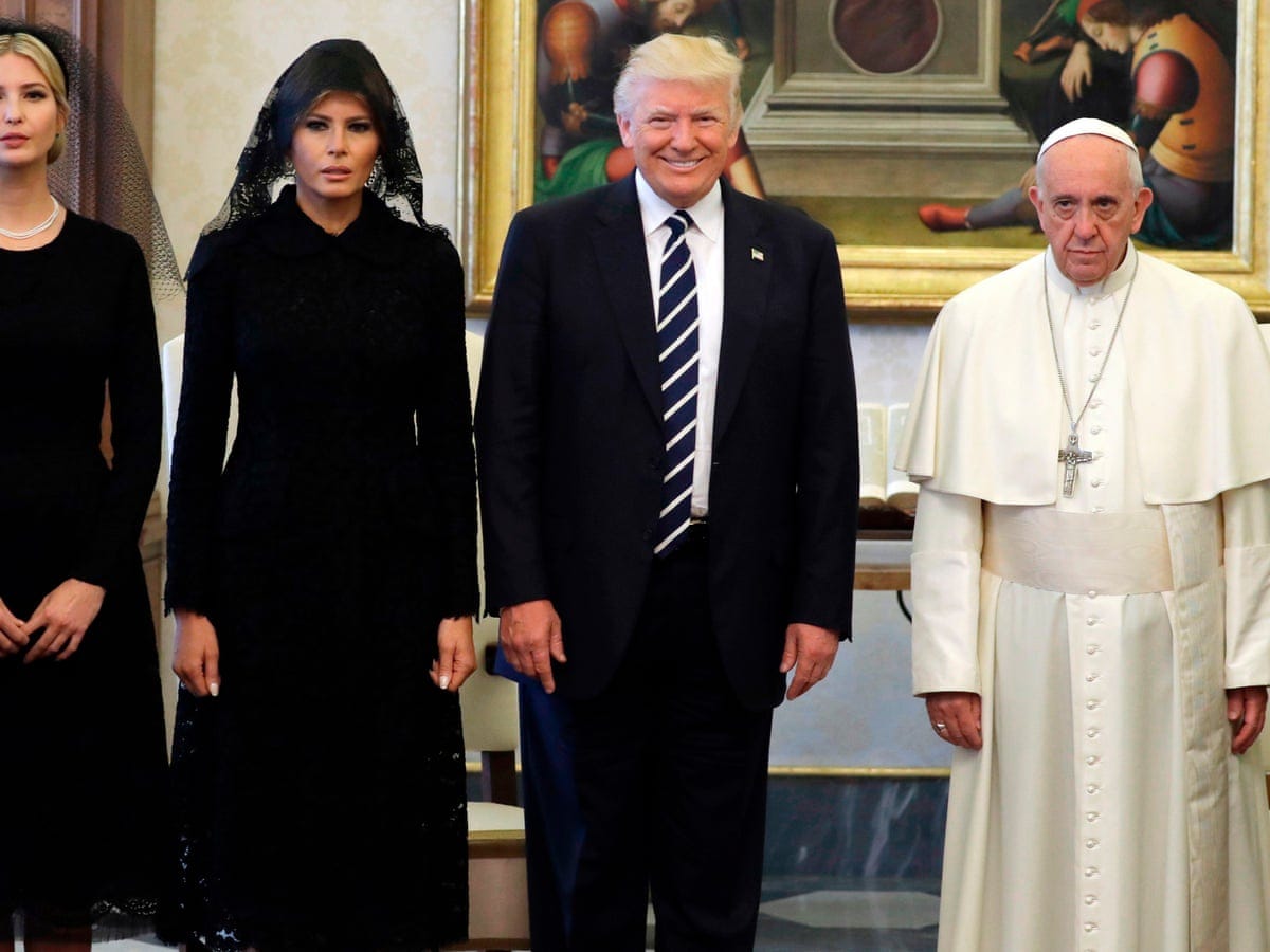 Ivanka Trump, Melania Trump, Donald Trump, and Pope Francis at the Vatican, May 24, 2017