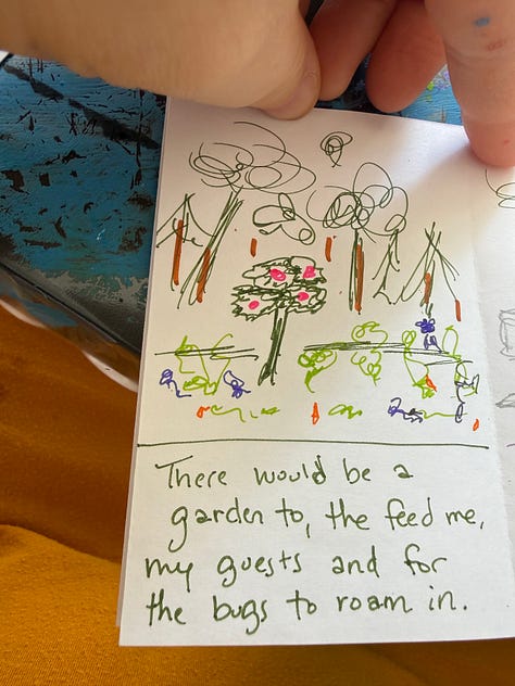 a tiny book about a tiny house in the woods and a picture of my tea