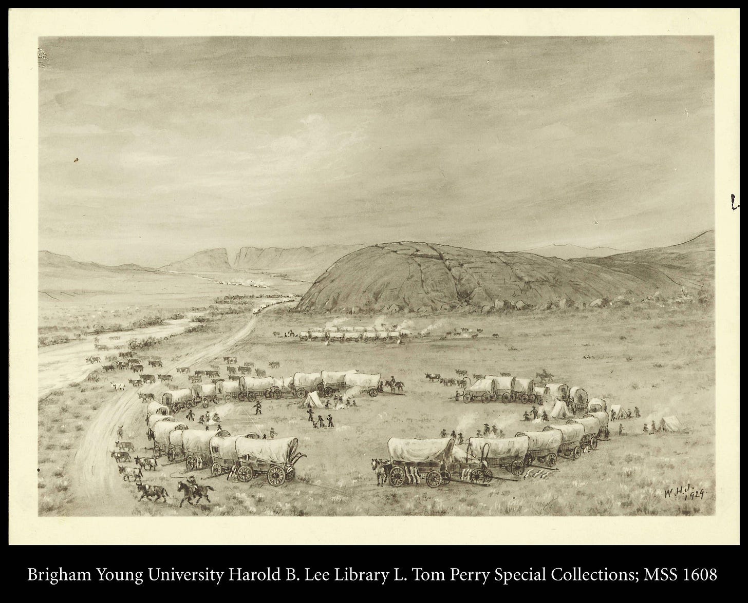 Wagon train circling up.