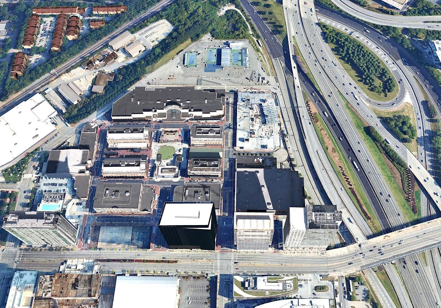 Atlantic Station beside a giant highway