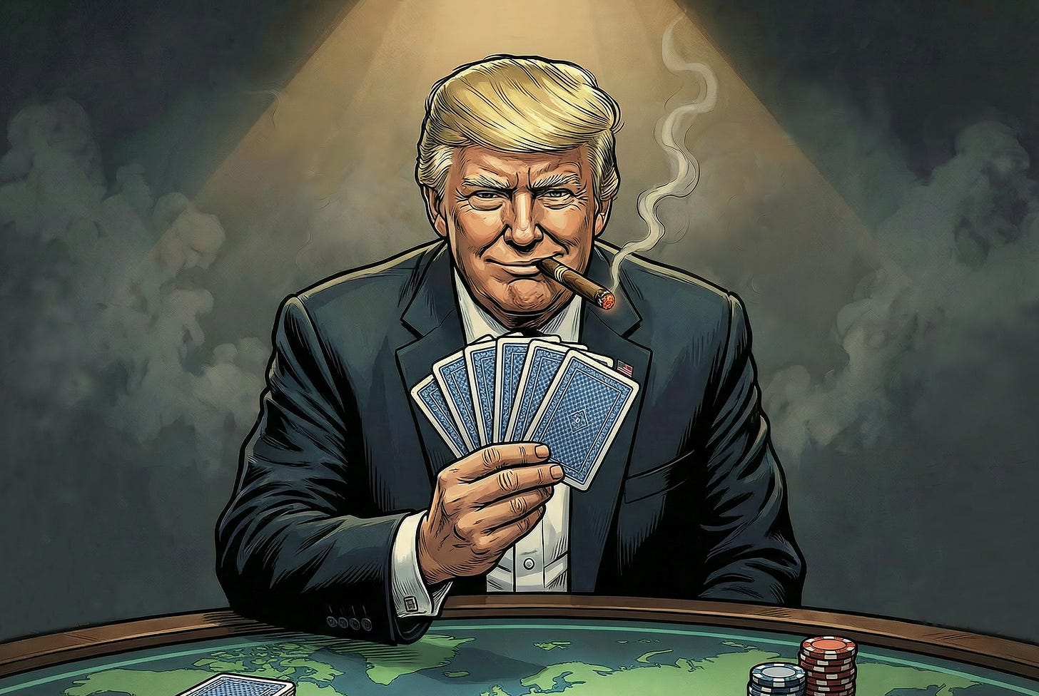 Donald Trump holding up poker cards
