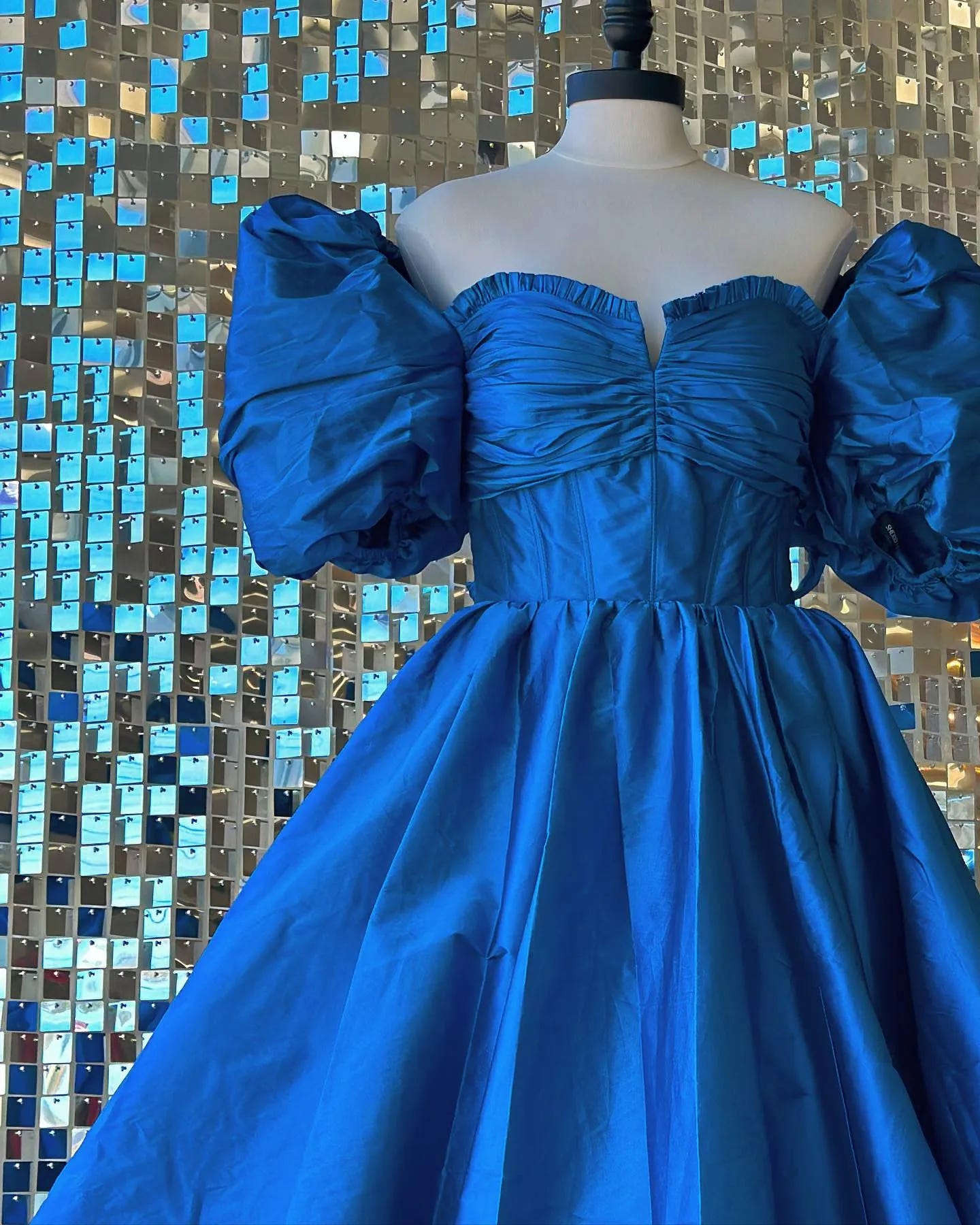 Taffeta 1980s Prom Costume Blue 80s Prom Dress Top 2025
