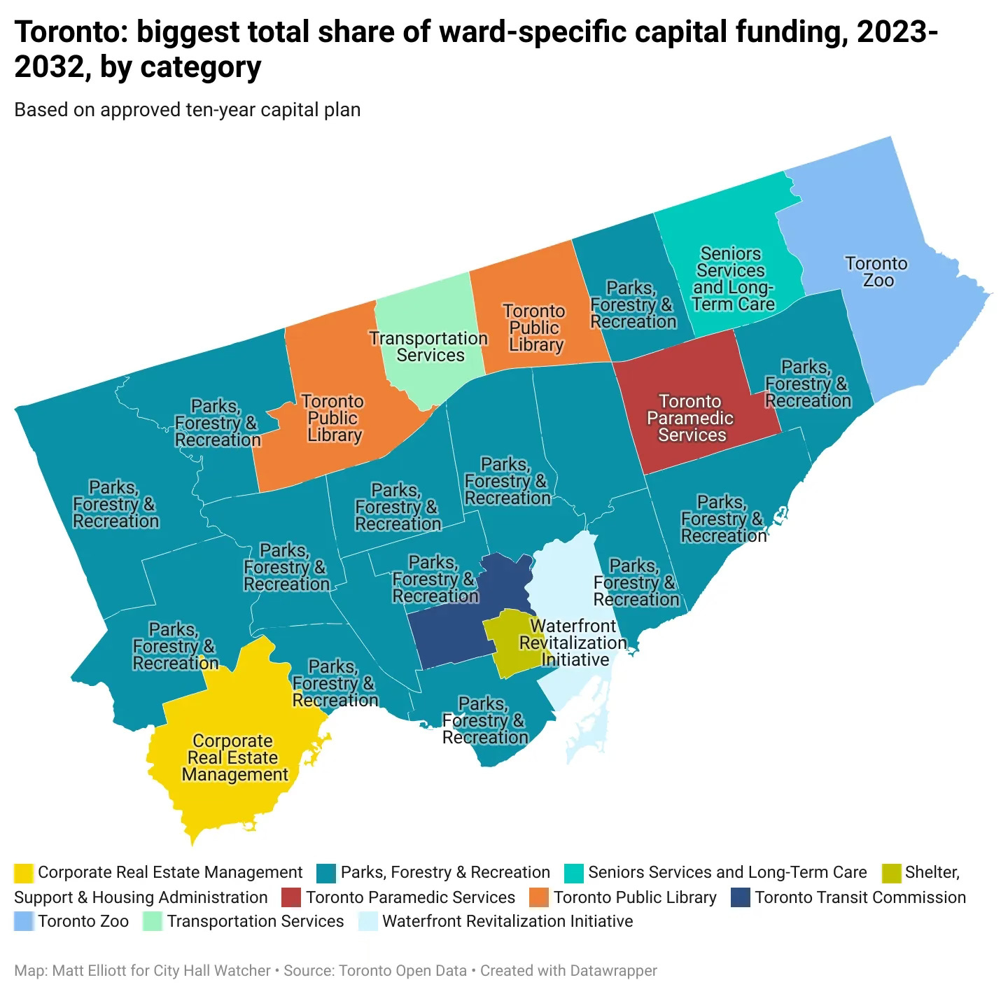 Map showing biggest capital projects in each ward