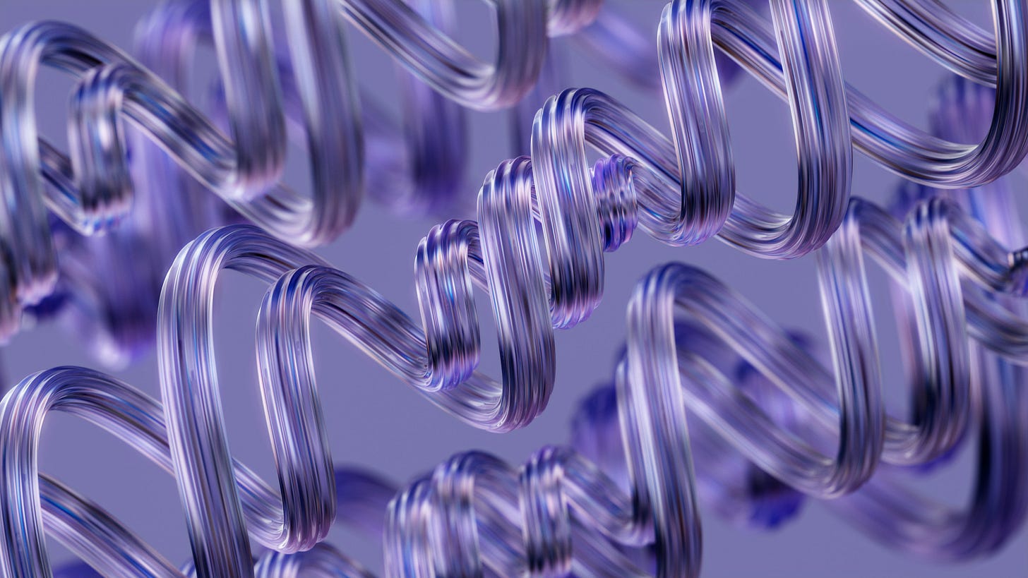 A 3D graphic using the 2022 color of the year, Very Peri. 