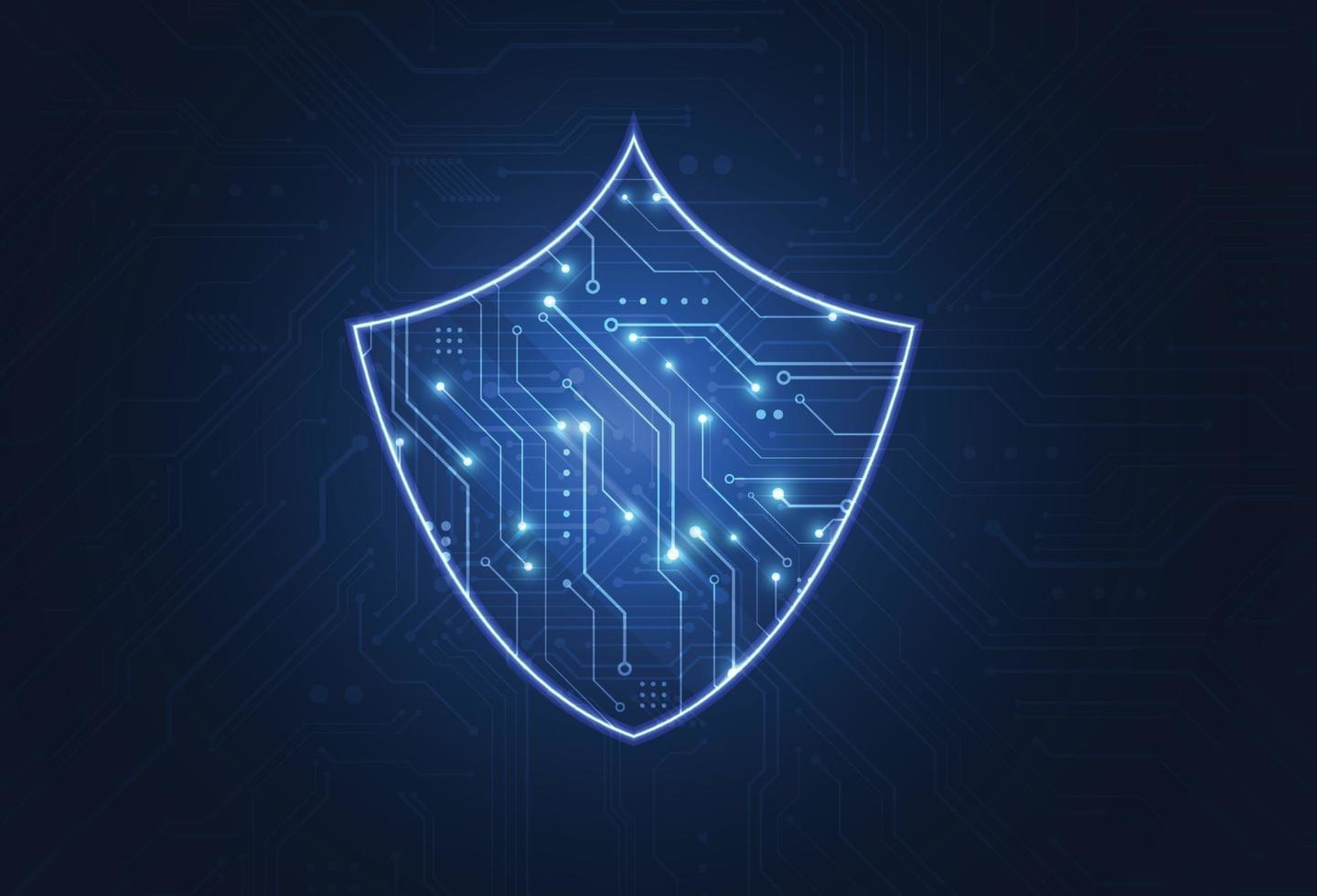 Digital shield representing cybersecurity and network protection with integrated circuitry design. Digital shield representing cybersecurity and network protection with integrated circuitry design.
