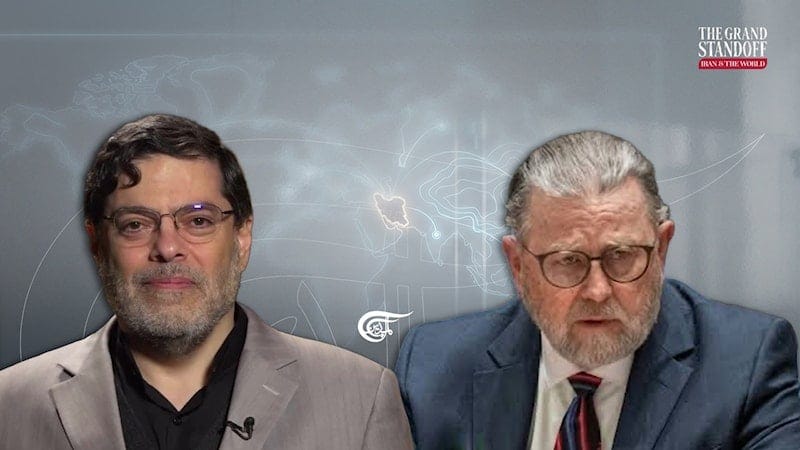 Iranian Professor and analyst Mohammad Marandi and former CIA analyst Larry C. Johnson for Al Mayadeen's The Grand Standoff: Iran and the World (Al Mayadeen English)