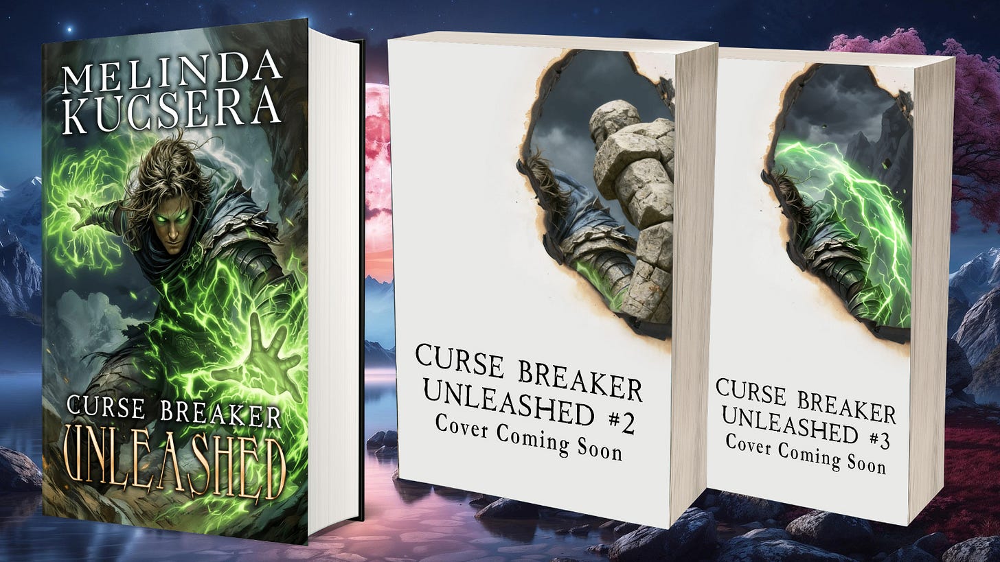 Kickstarter banner for Curse Breaker Unleashed, an epic fantasy trilogy by Melinda Kucsera.