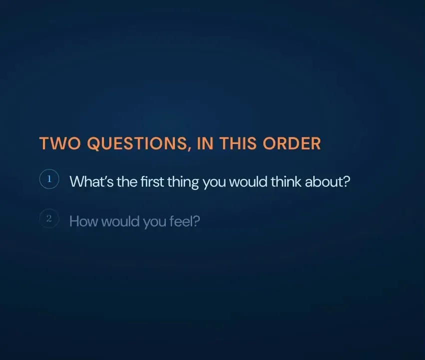 Slide showing two questions in order: what would you think about and how would you feel Slide showing two questions in order: what would you think about and how would you feel