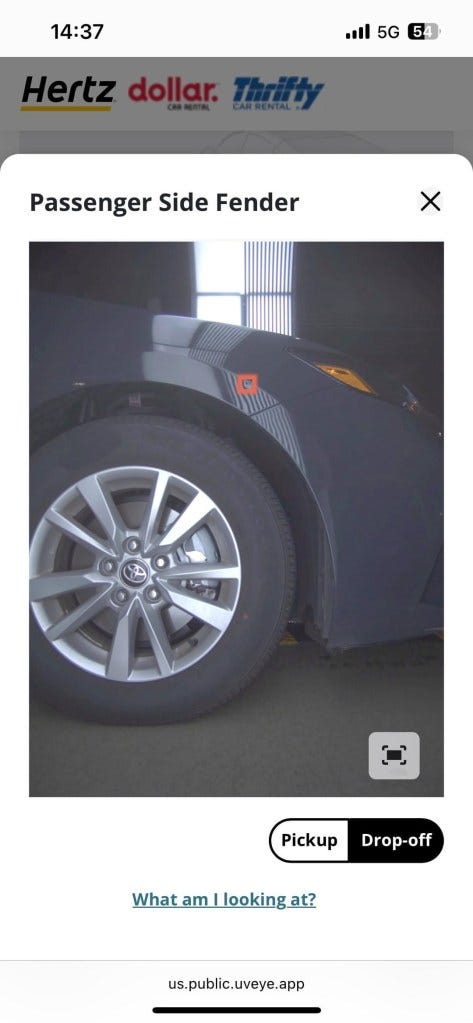 A Hertz customer posted a photo on Reddit of minor damage that resulted in a $195 charge.
