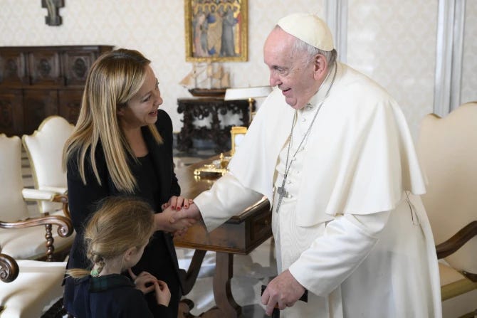Pope Francis meets Italian Prime Minister Giorgia Meloni Pope Francis meets Italian Prime Minister Giorgia Meloni