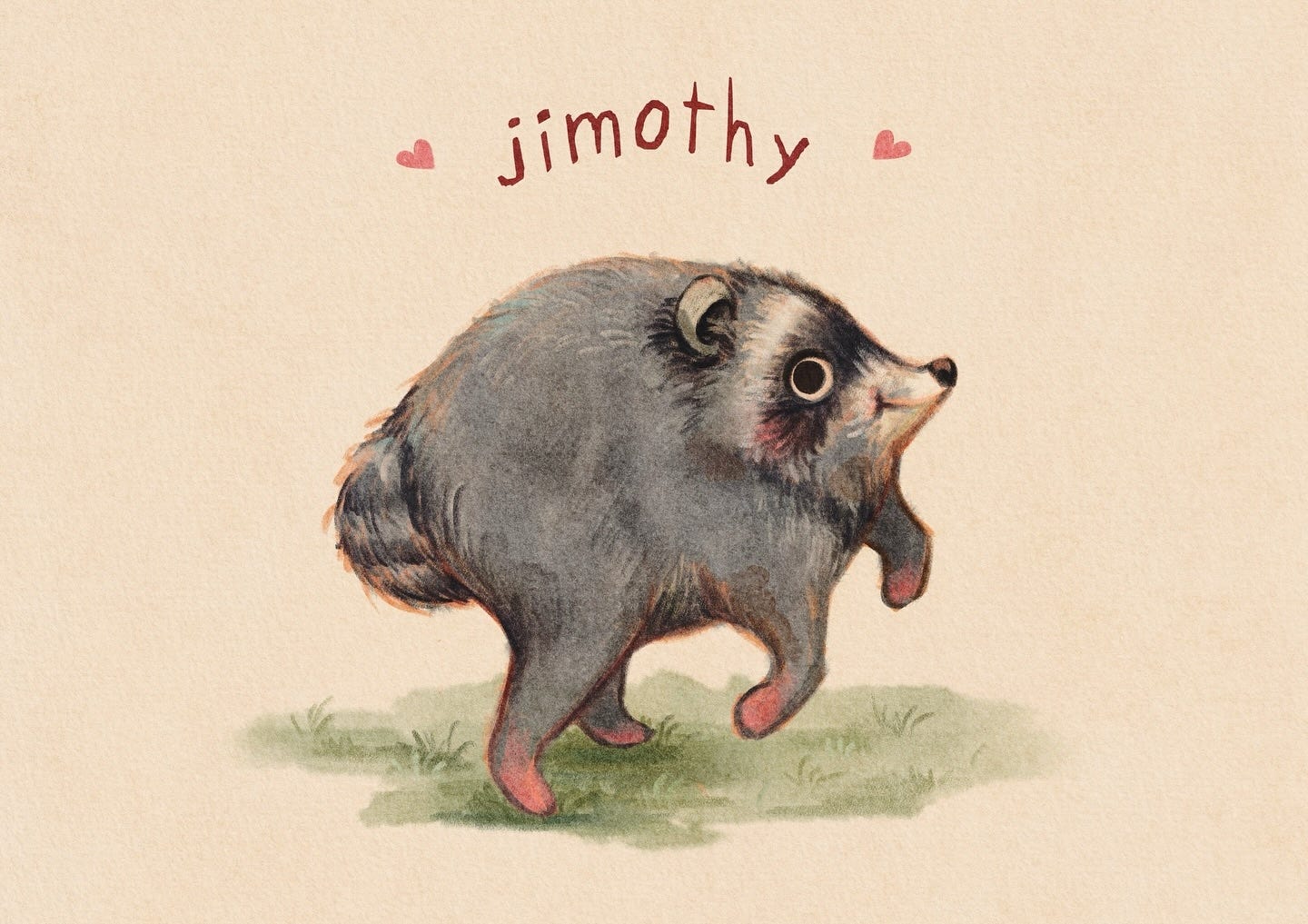 A hand-drawn illustration of an adorable, round raccoon with a short spine. A hand-drawn illustration of an adorable, round raccoon with a short spine.