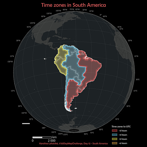 Maps of continents showing various topics.