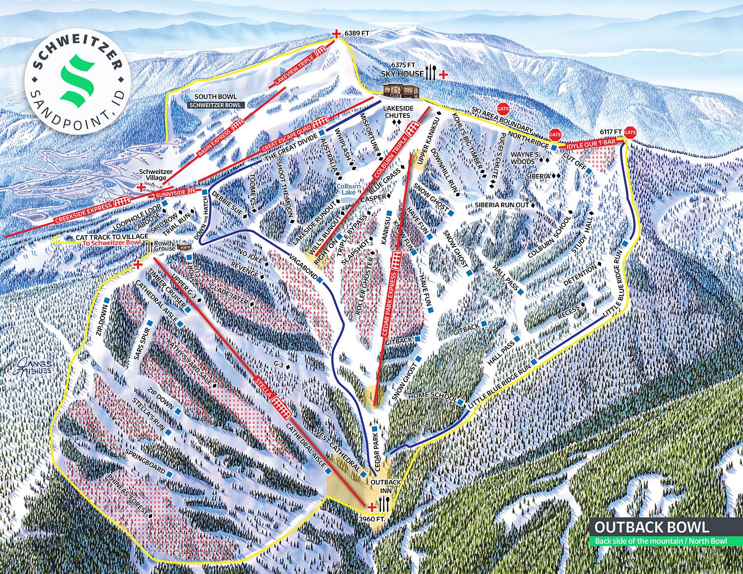 Chasse favors fixed-grip lifts for Schweitzer's upper reaches, to help protect against wind and icing.