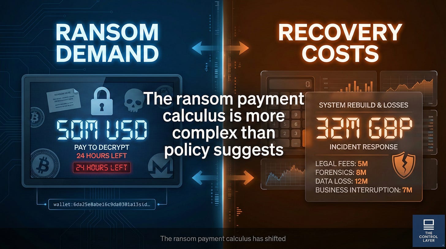 Comparison of ransom demand versus actual recovery costs