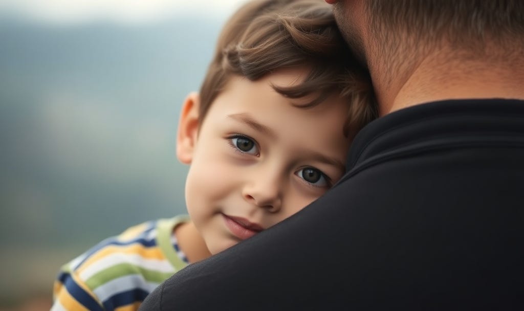 A child resting calmly against an adult’s shoulder, symbolizing safety, trust, and emotional shelter. A child resting calmly against an adult’s shoulder, symbolizing safety, trust, and emotional shelter.