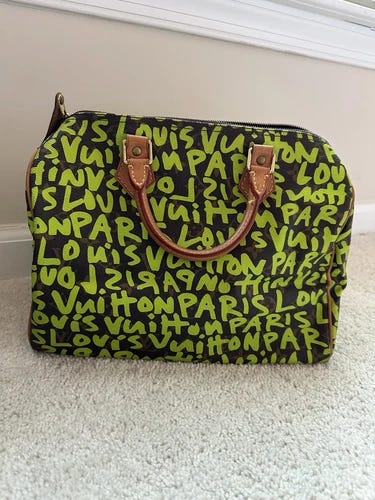 Louis Vuitton Speedy 30 Limited Top Handle Bag 30 Brown Vert Canvas Monogram - Picture 1 of 20