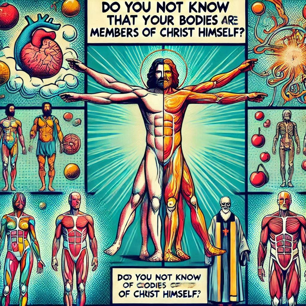 Do you not know that your bodies are members of Christ himself, pop art Do you not know that your bodies are members of Christ himself, pop art