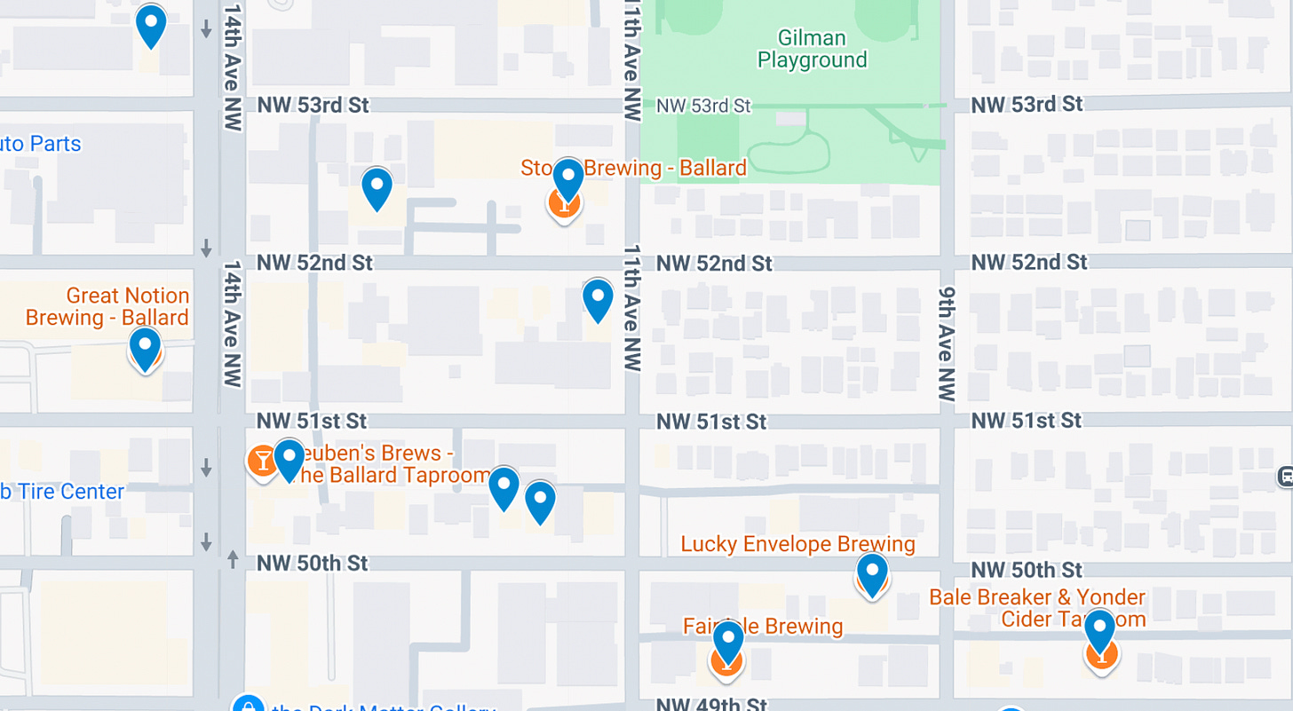 Ballard Brewery District Best Breweries and Map near Seattle, image size:1456x801