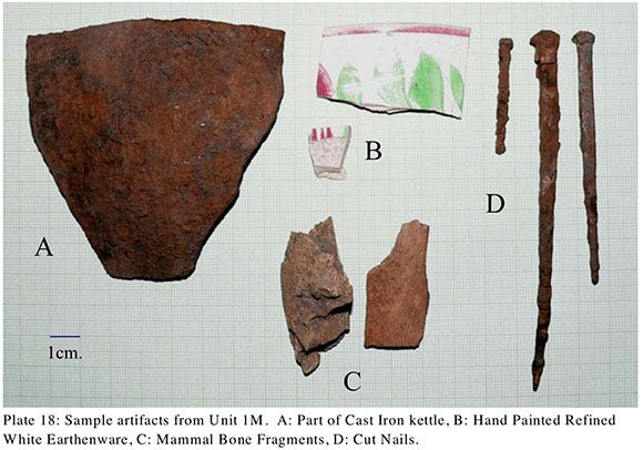 Some of the artifacts excavated from the site. Photo via the archaeological report prepared by Adams Heritage.