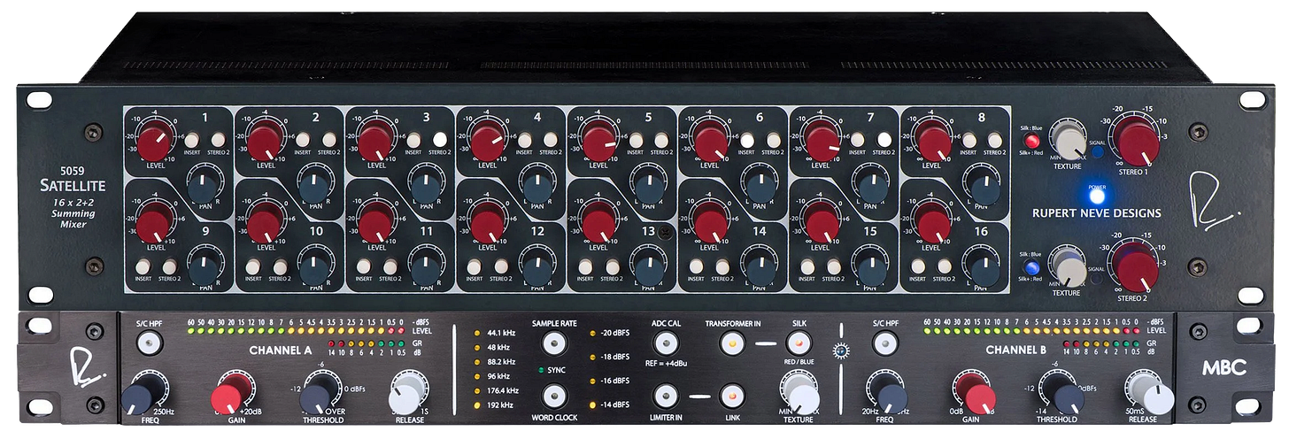 analog saturation via summing mixer active during mixing session
