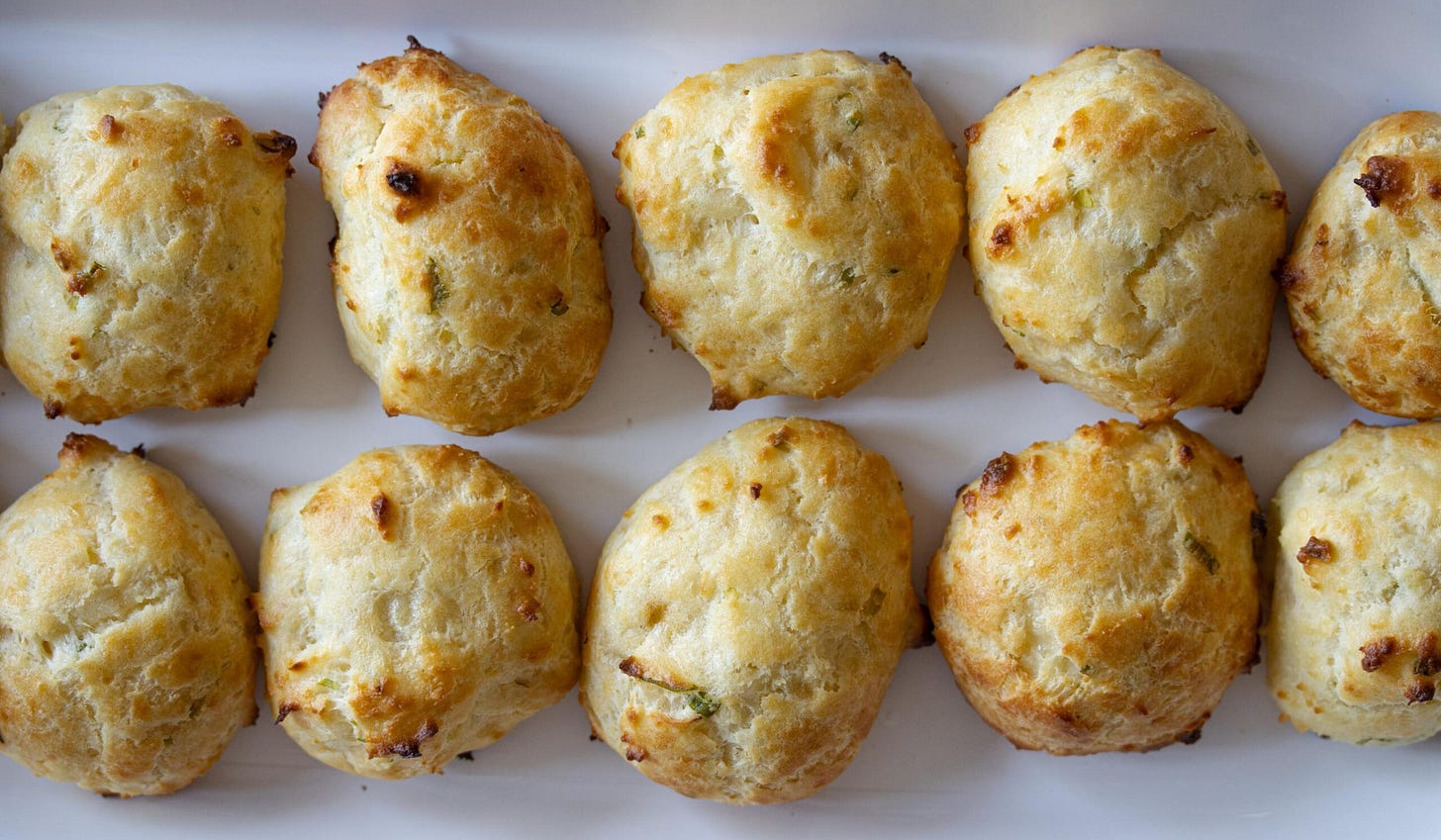 Gougeres with cheese and scallions