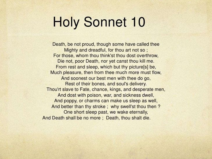 "Death Be Not Proud" by John Donne | Death | Pinterest | Death, Poem and Poetry quotes