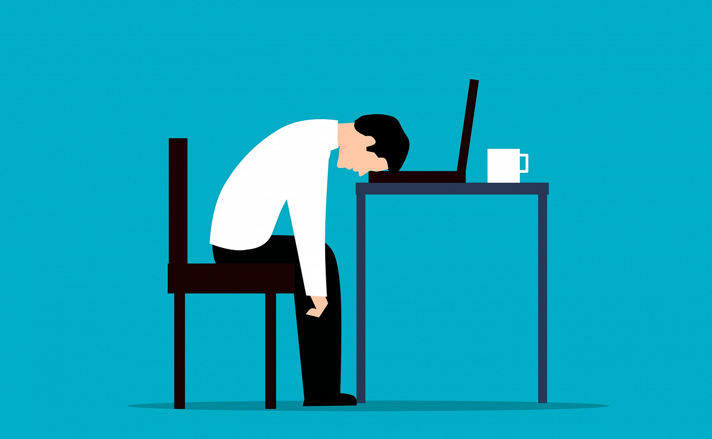 stress, exhausted, bored, feeling, business, tired, depressed, depression, employee, work, head, lazy, people, sad, problem, office, sleep, man, overworked, desk, laptop, job, cartoon, headache, frustrated