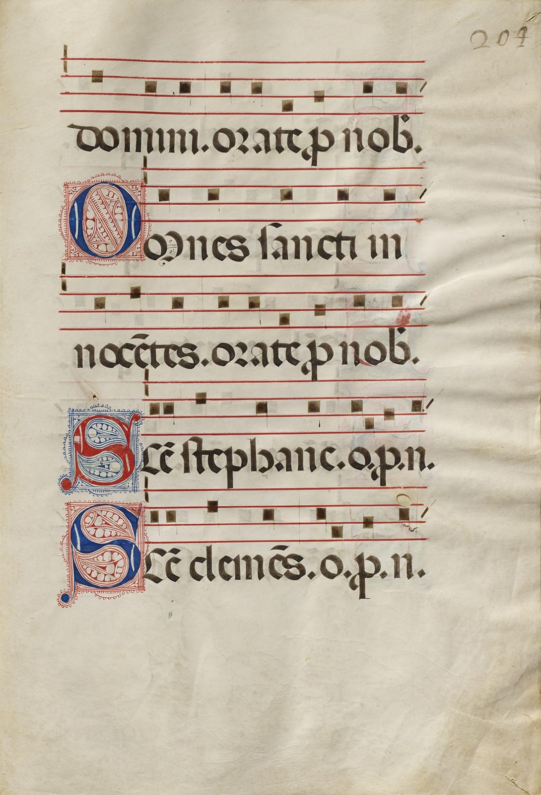 Manuscript Fragment from Antiphonal, 1675 [Letterform Archive, San Francisco, CA]Manuscript Fragment from Antiphonal, 1675 [Letterform Archive, San Francisco, CA]