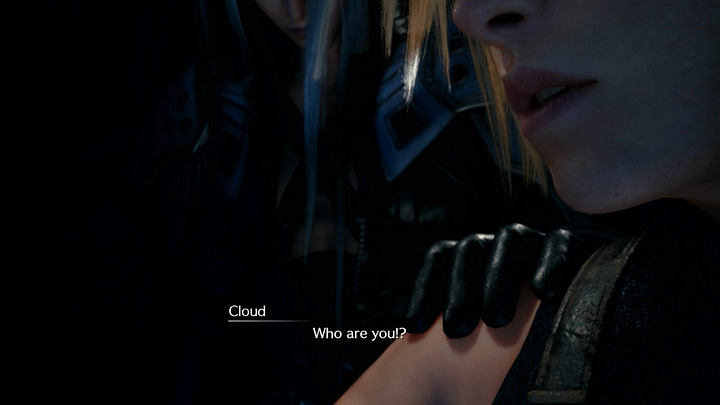 Transition from Cloud's subconsciousness to Sephiroth's intrusion.
