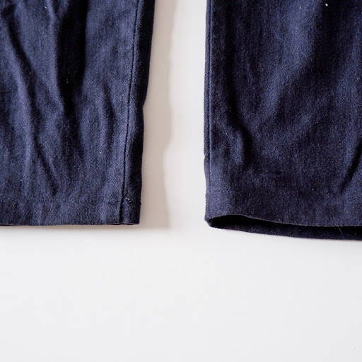 DIY hemmed blue pants
