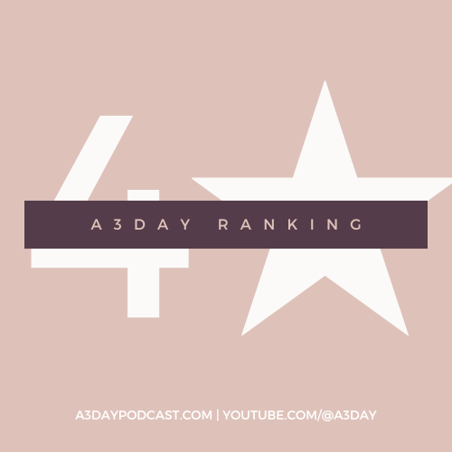 Five images of A3Day Podcast's ranking with a number and a single white star