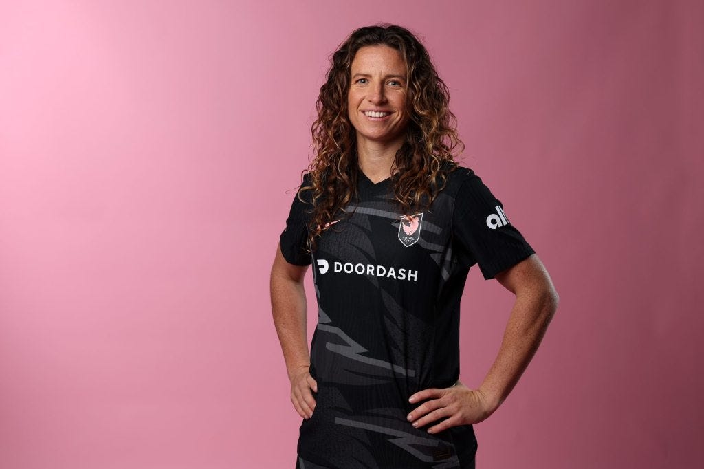 Elizabeth Eddy of Angel City FC poses for a portrait on February 08, 2024 in Los Angeles, California