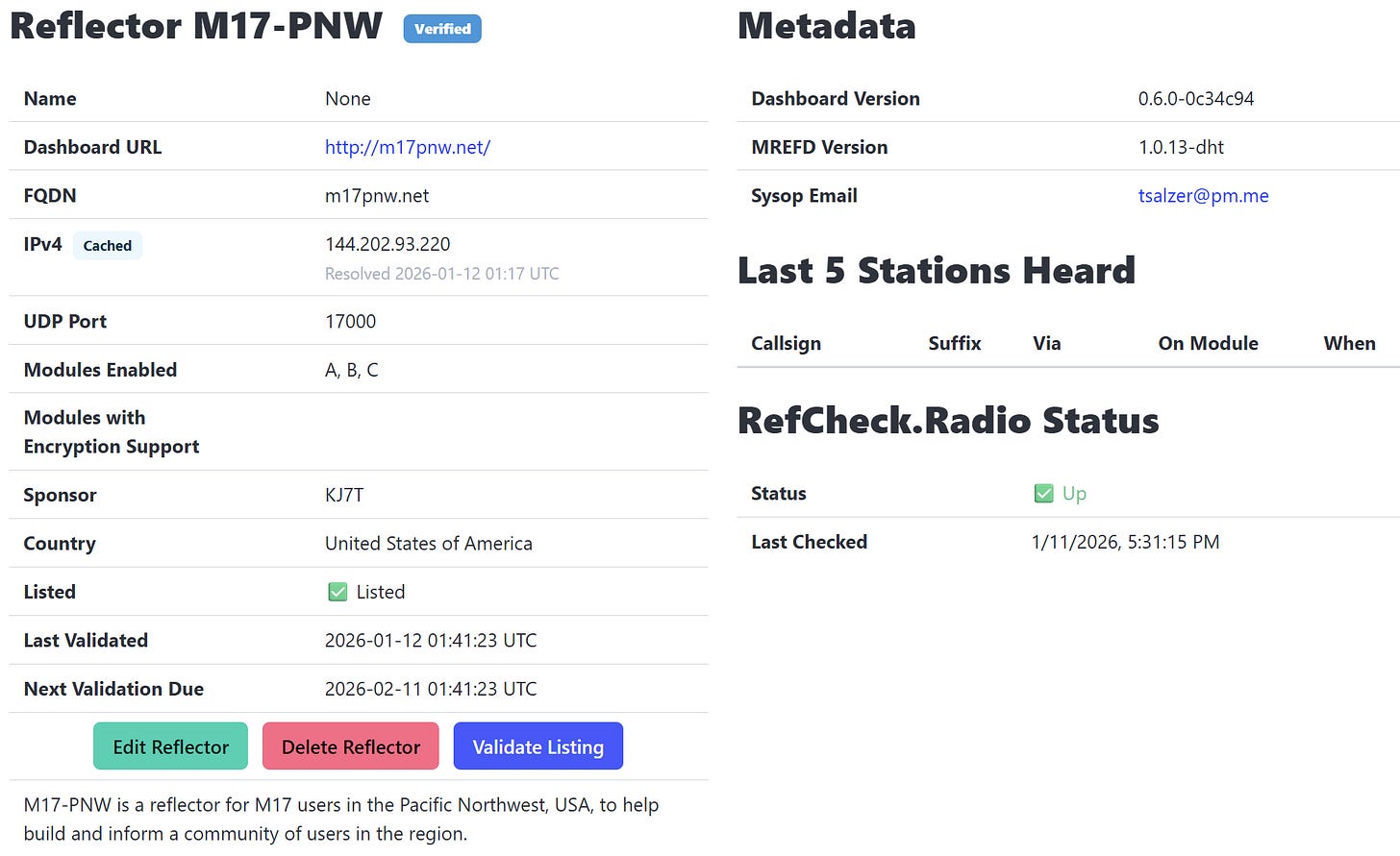 DVRef verifies the M17-PNW reflector is operating